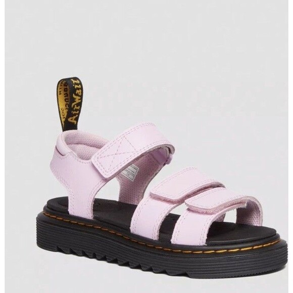 New Dr Martens JUNIOR KLAIRE ATHENA LEATHER SANDALS Sz Uk 2 Us 3 Big Girls Pink - Picture 1 of 14